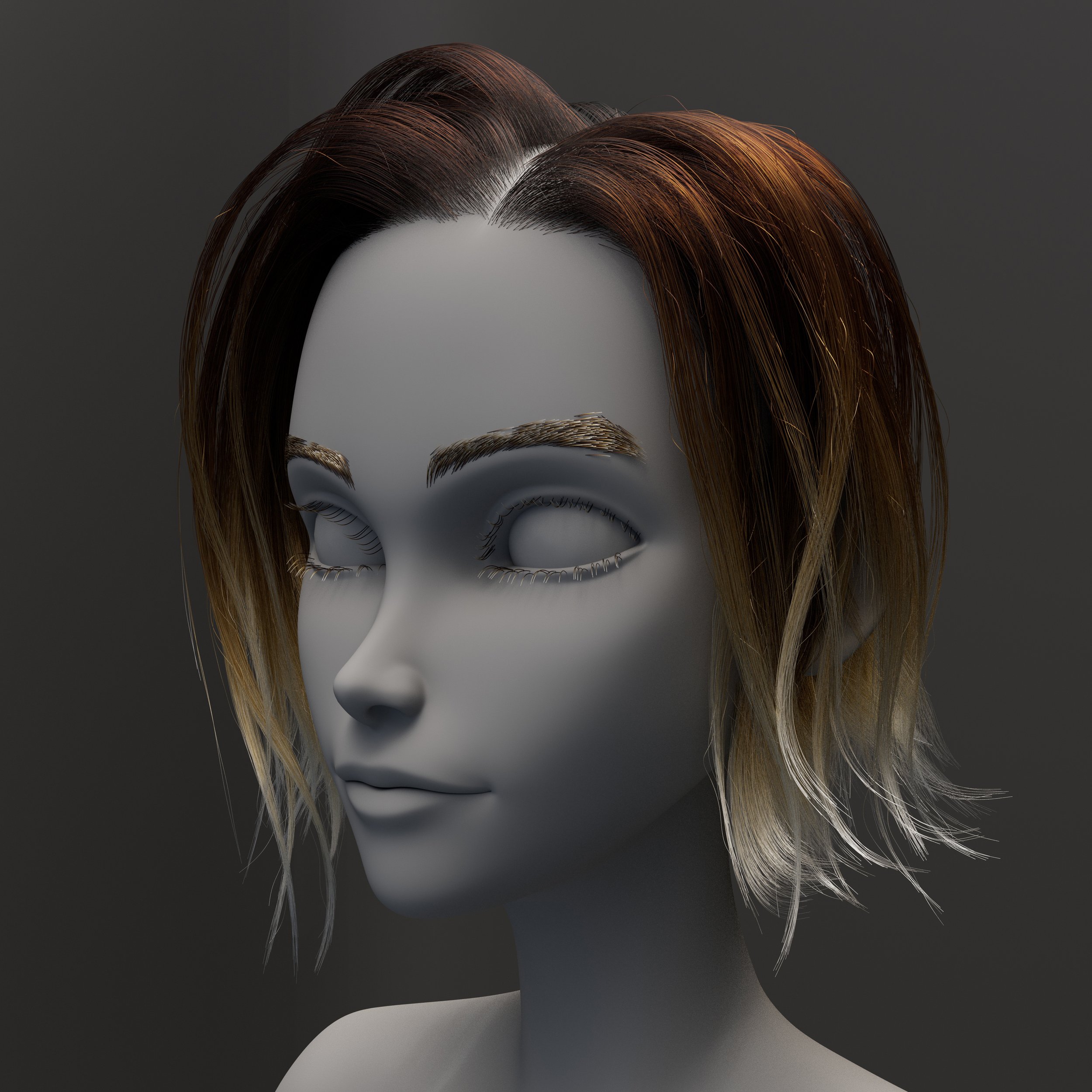 Character hair groom render
