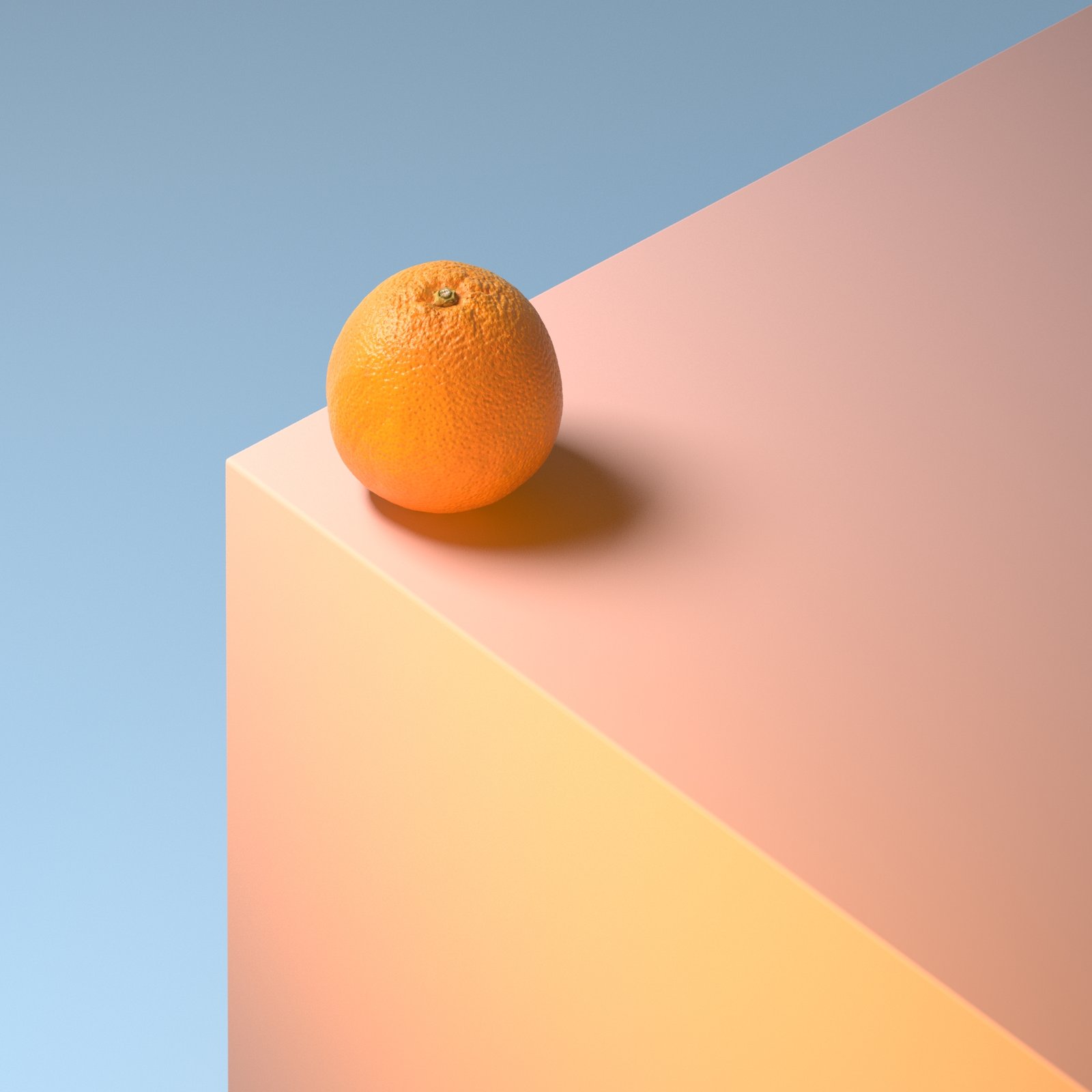 Houdini creative lighting render — orange on a pastel pedestal