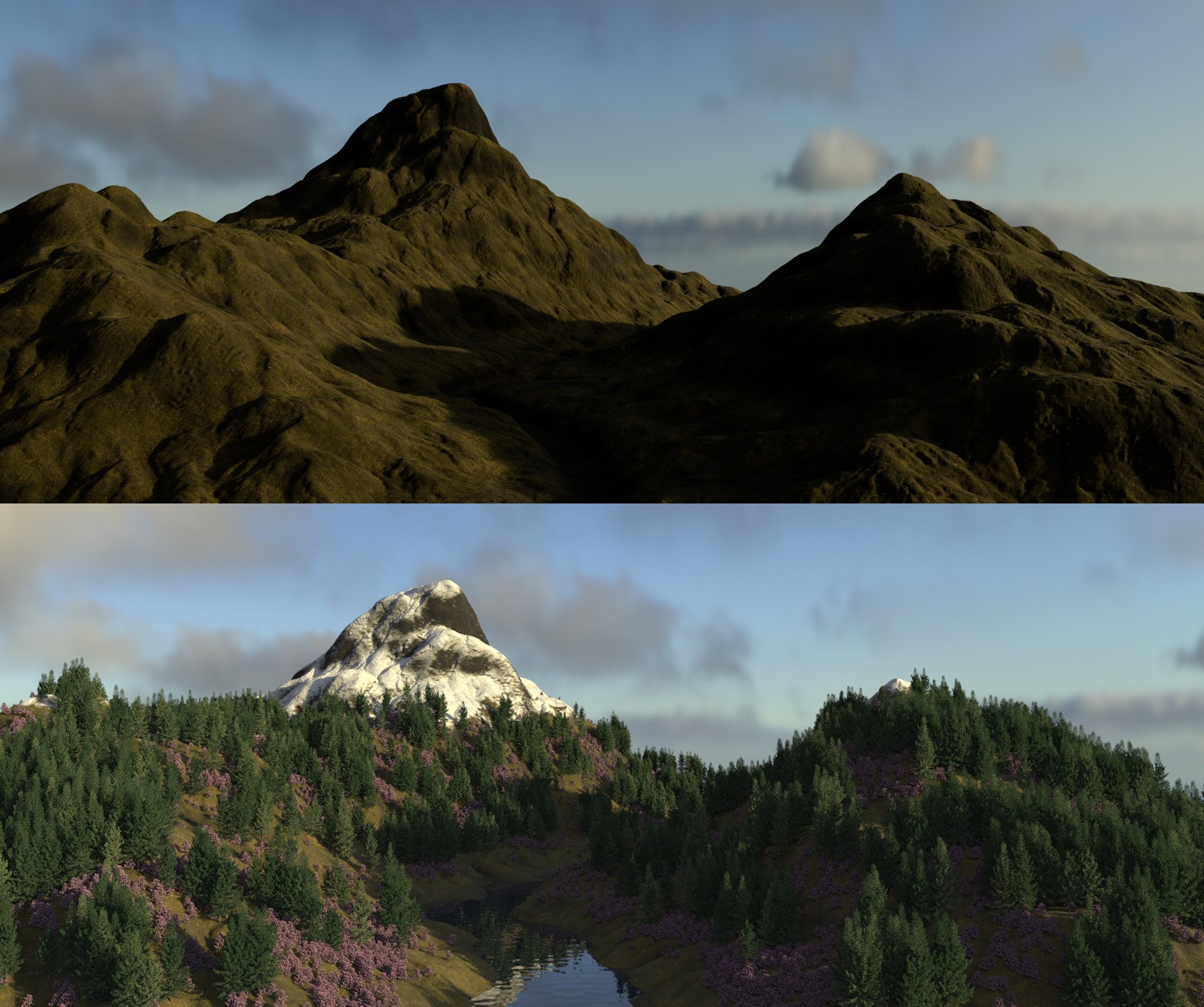 Terrain Generation and Tree Scattering render
