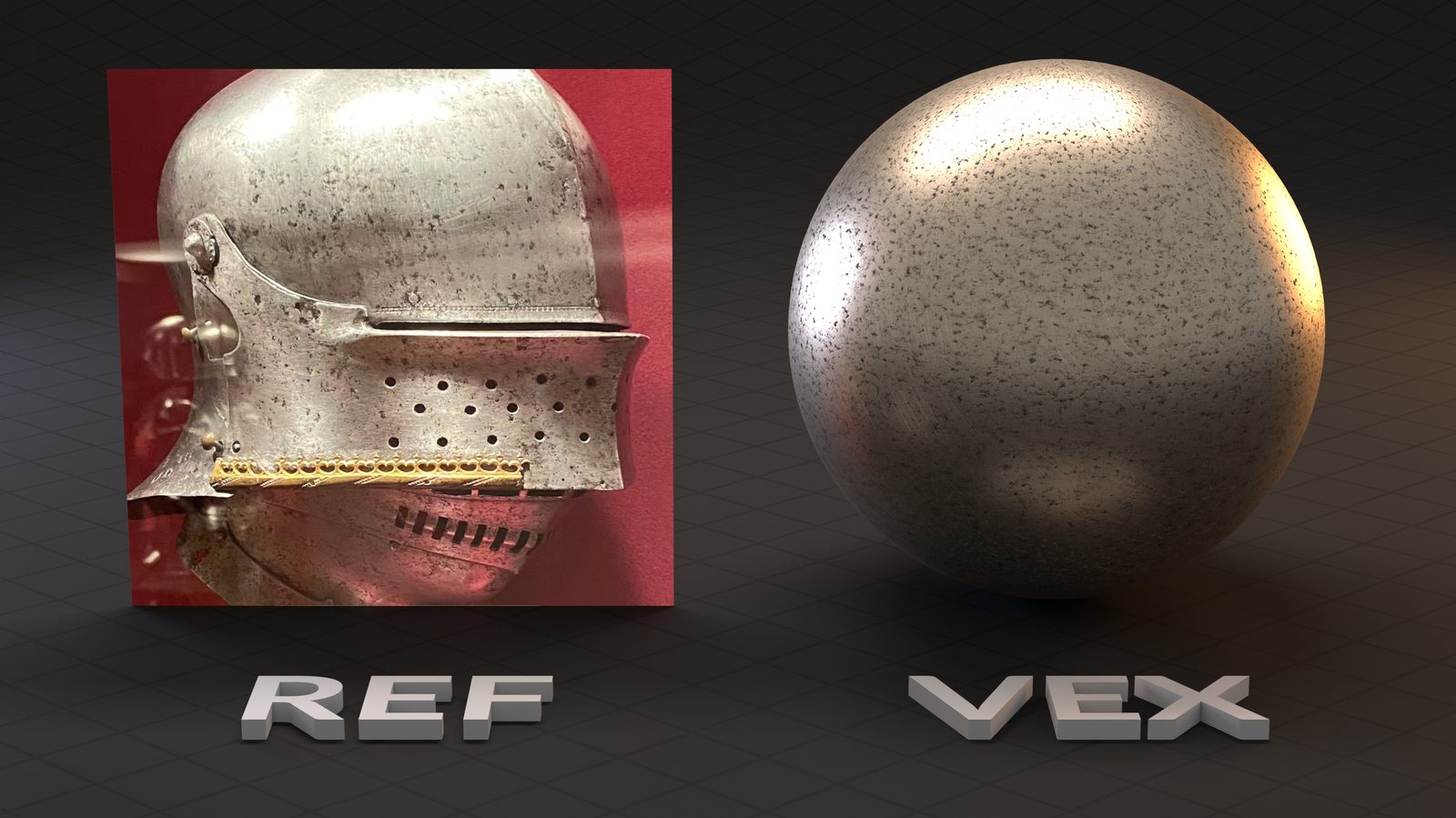 Final procedural metal helmet shading result