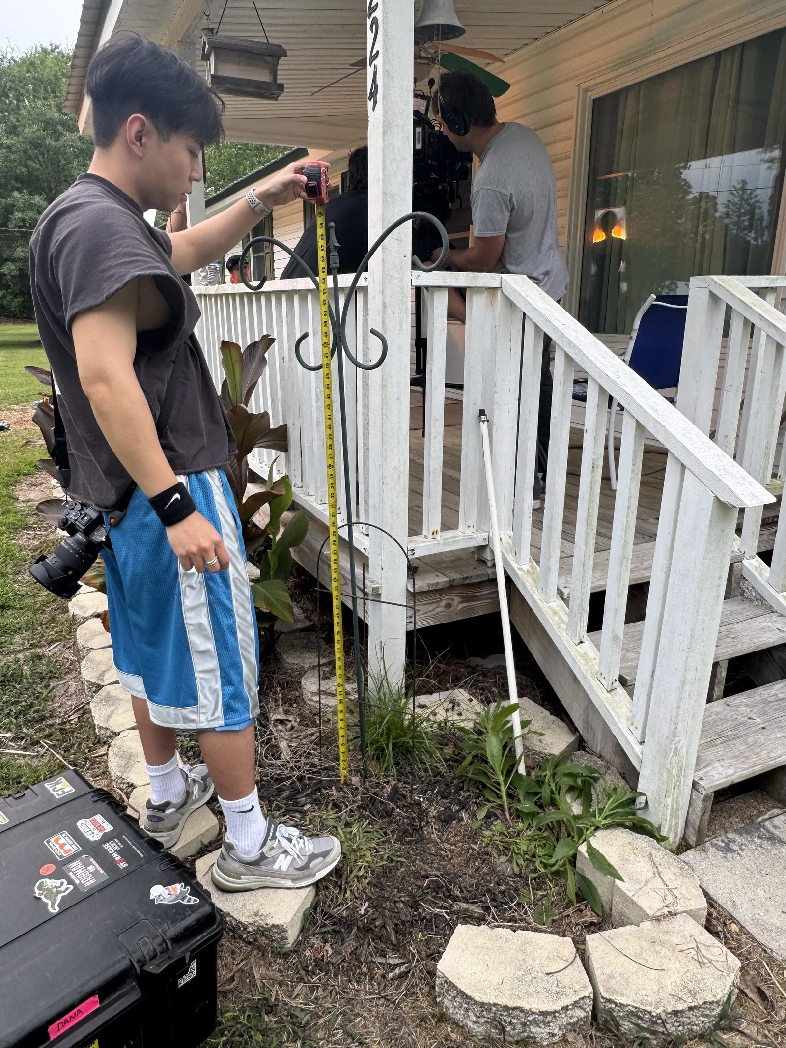 On set — crew and PAs at work