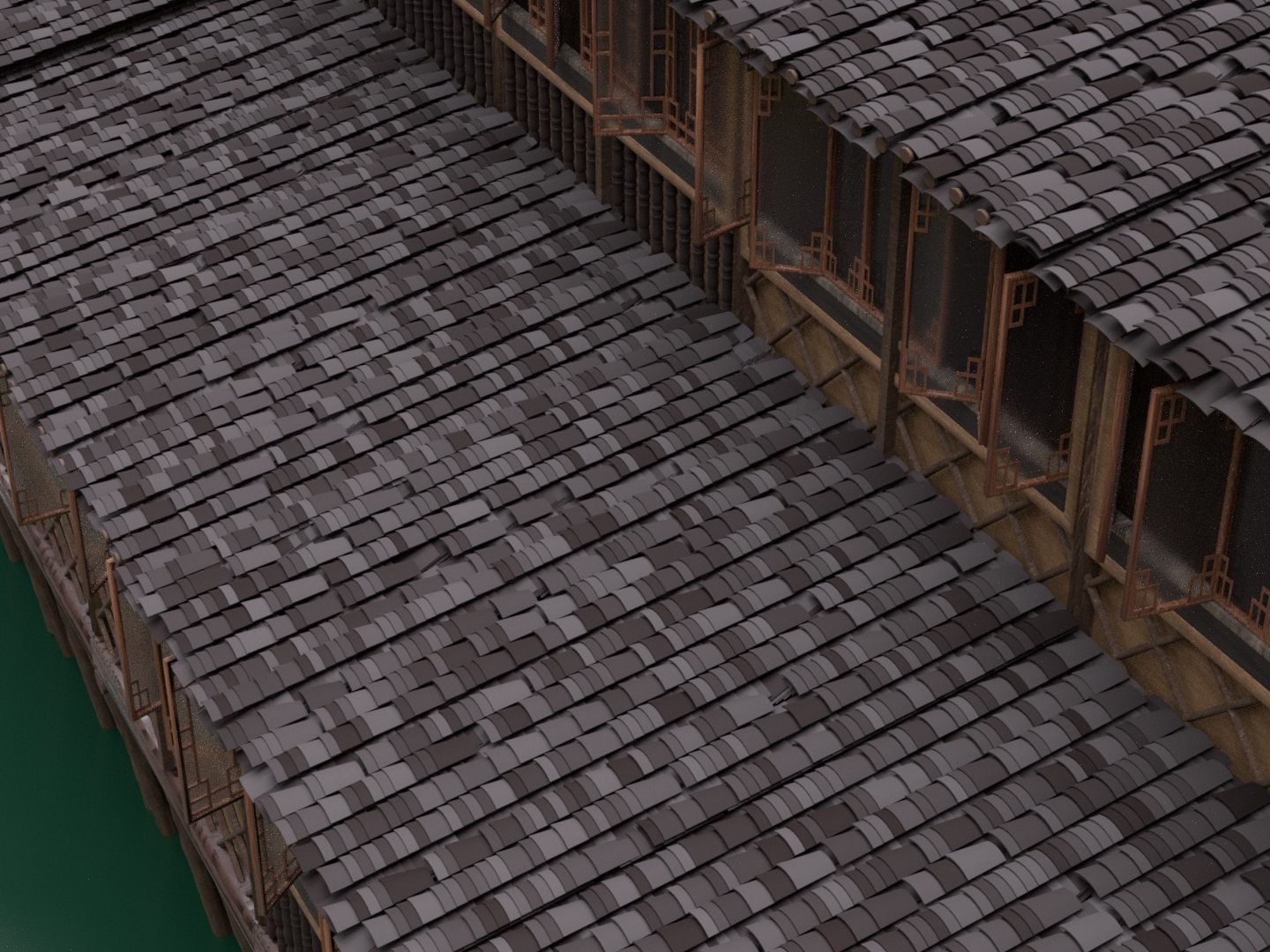 Close-up of randomized roof tiles